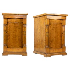 Pair of French Empire Style Walnut Night Tables, Late 19th Century