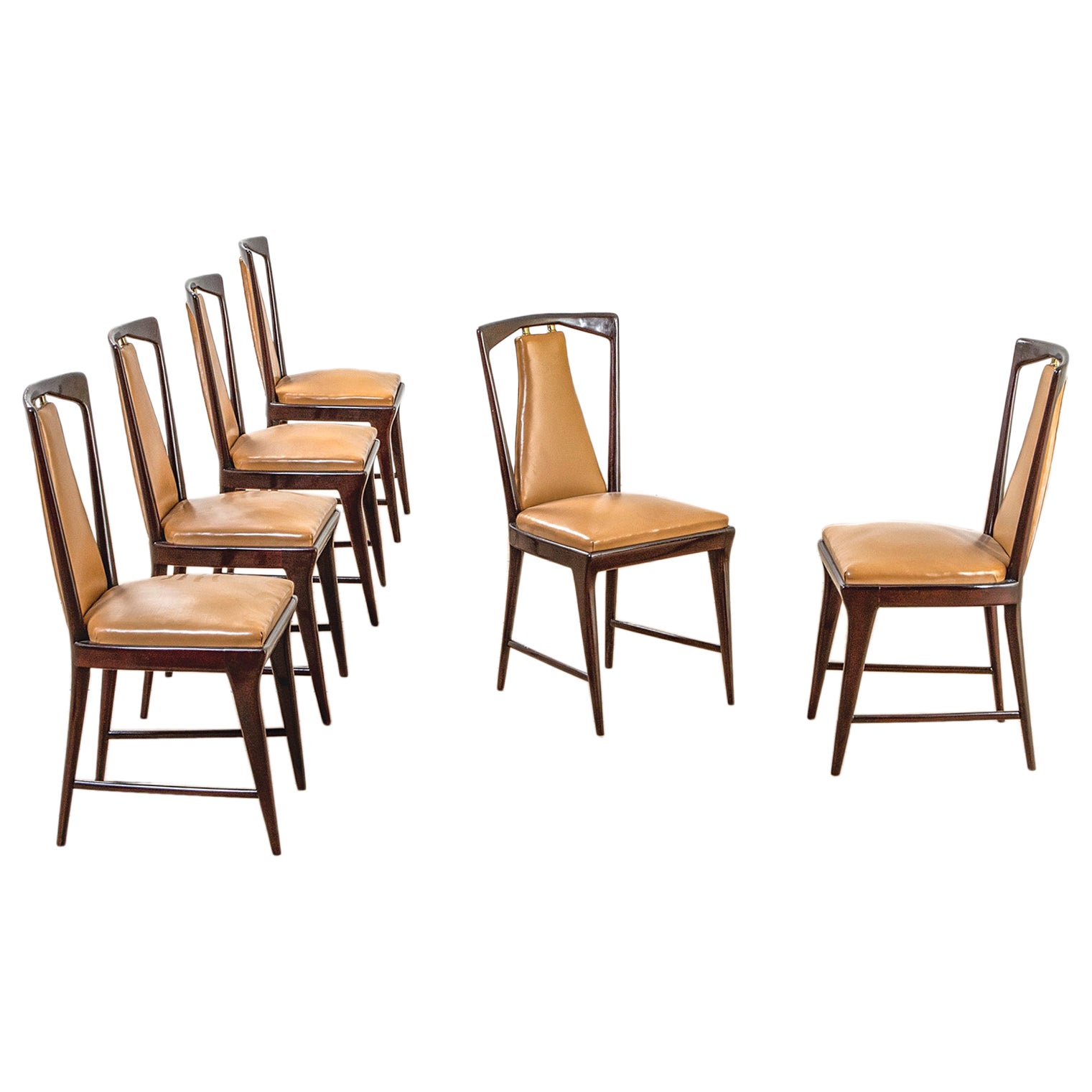 20th Century Osvaldo Borsani Set of Six Dining Chairs for ABV 50s