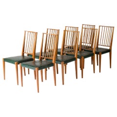 Moderne Esszimmerstühle aus Mahagoni und Leder aus der Mitte des Jahrhunderts, Josef Frank, Schweden, 1950er Jahre