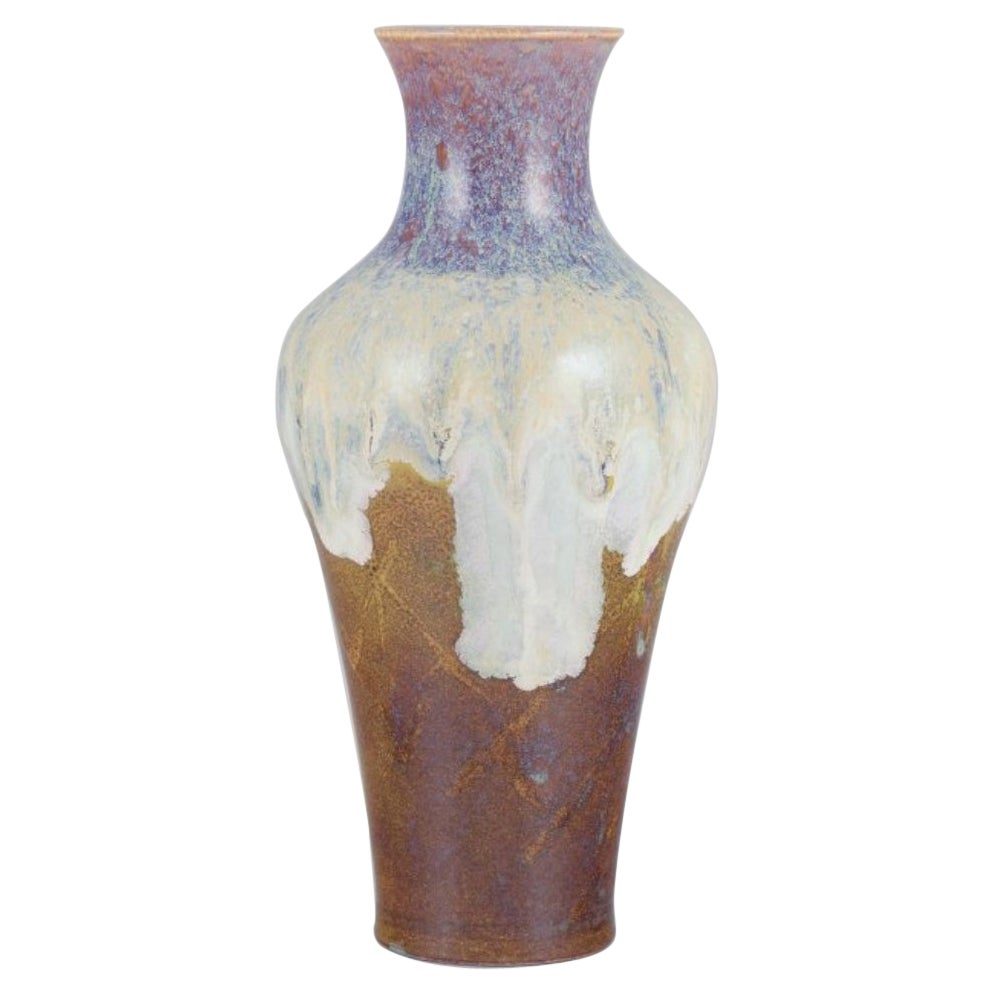 Sevres, France. Large unique porcelain vase with flowing glaze, 2007