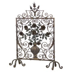 Impressive Early 20th Century Iron and Tole Fire Screen