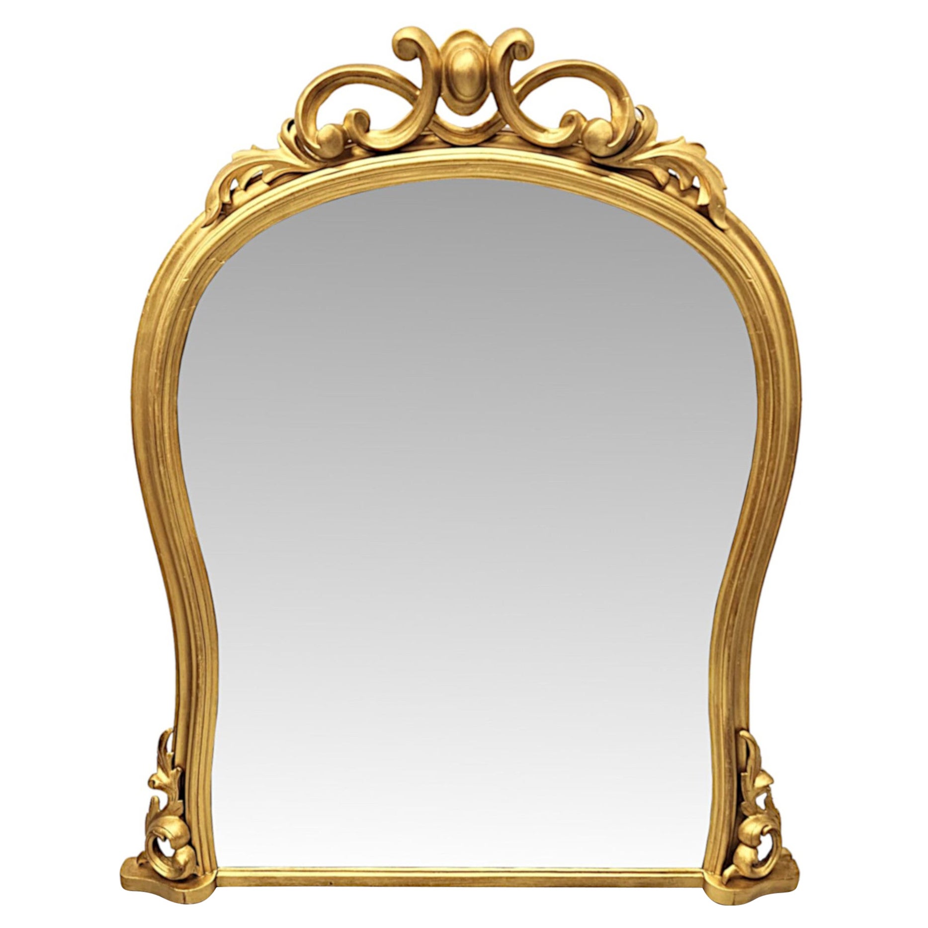 Fabulous 19. Jahrhundert Taillierte Archtop Giltwood Overmantel Mirror