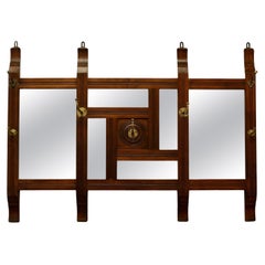 Antique Wall Hanging Triple Mirror Hat and Coat Rack
