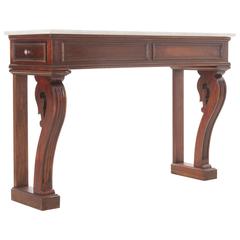 Antique French 19th Century Mahogany Console with Marble Top