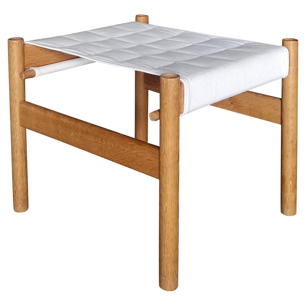 Tabouret danois ancien en chêne Hans Bølling Assise en toile matelassée, pour Torben Ørskovs 1960