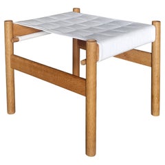 Early Danish Hans Bølling Oak Stool Quilted Canvas seat, for Torben Ørskov 1960s