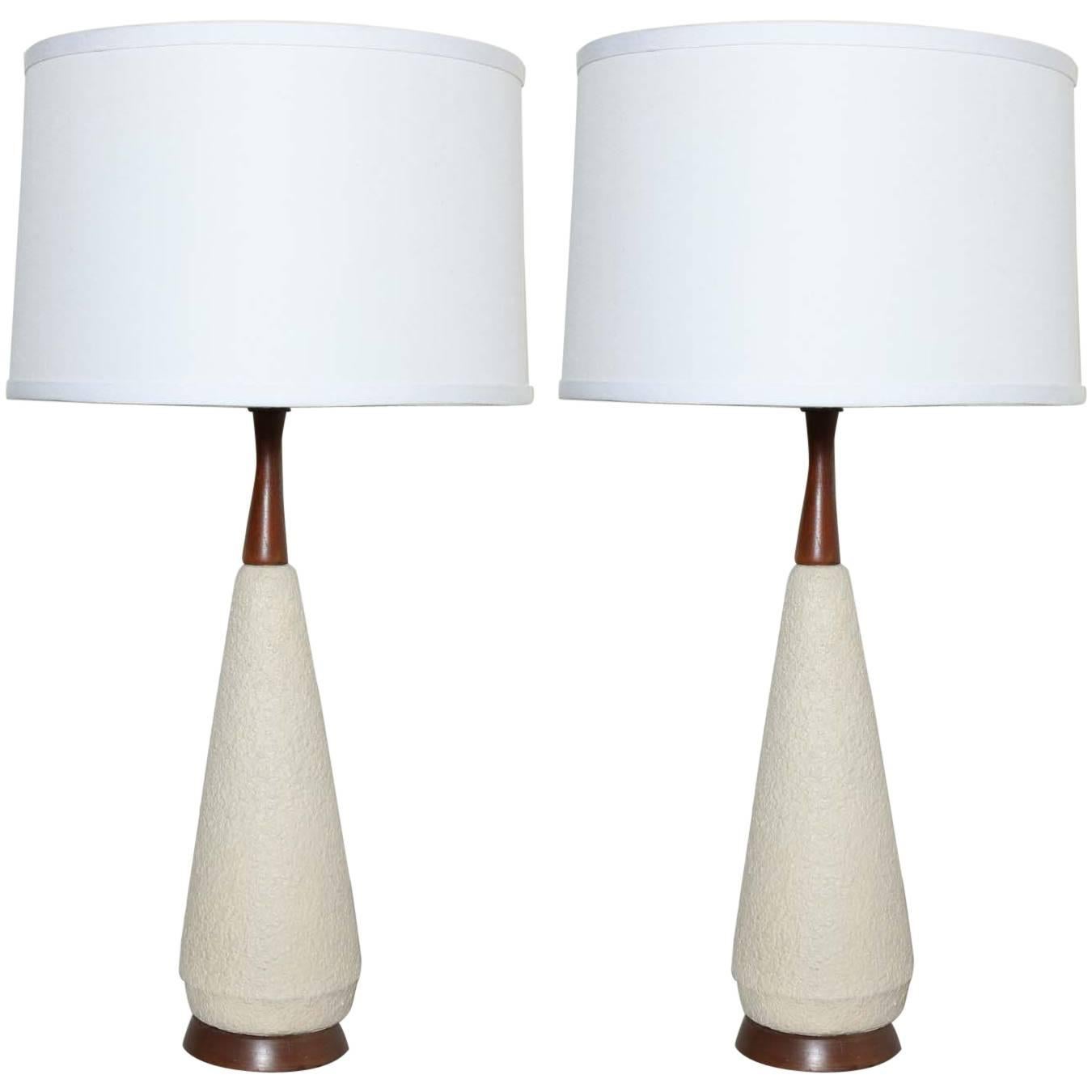 Pair of Dappled Ceramic Table Lamps