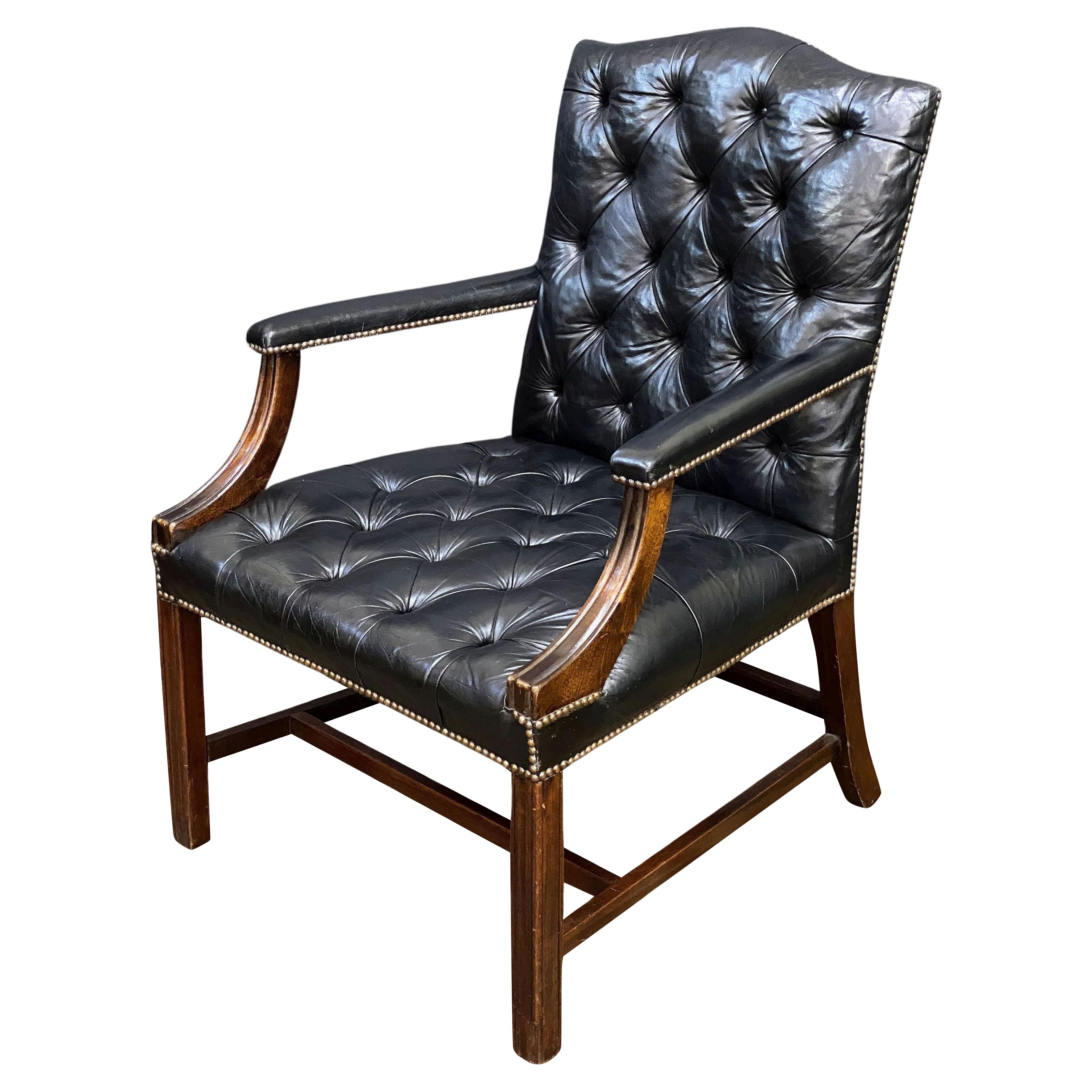 Gainsborough Arm Chair of Leather and Mahogany from England For Sale