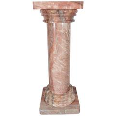 Mid-Century Italian Exotic Rose Marble Doric Column Pedestal