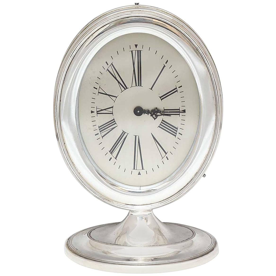 Art Deco Sterling Silver Mantel/Table Clock