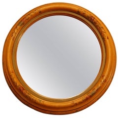 Circular Balection Wooden Mirror Frame W/ Hand-Painted Floral Decorations