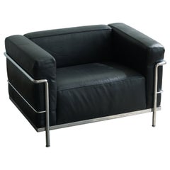 LC3 Grand Modele-Sessel von Le Corbusier für Cassina, schwarzes Leder