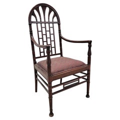 Antiguo Sillón Estético Americano de Caoba Tallada