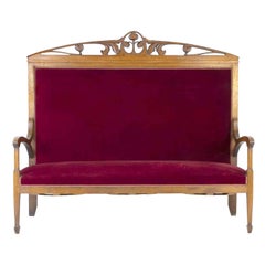 Midcentury Red Velvet Sofa, Italy Mid-20th Century