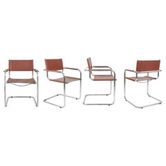 Set of 4 vintage S34 Cognac Chairs by Mart Stam, Italy 1970s