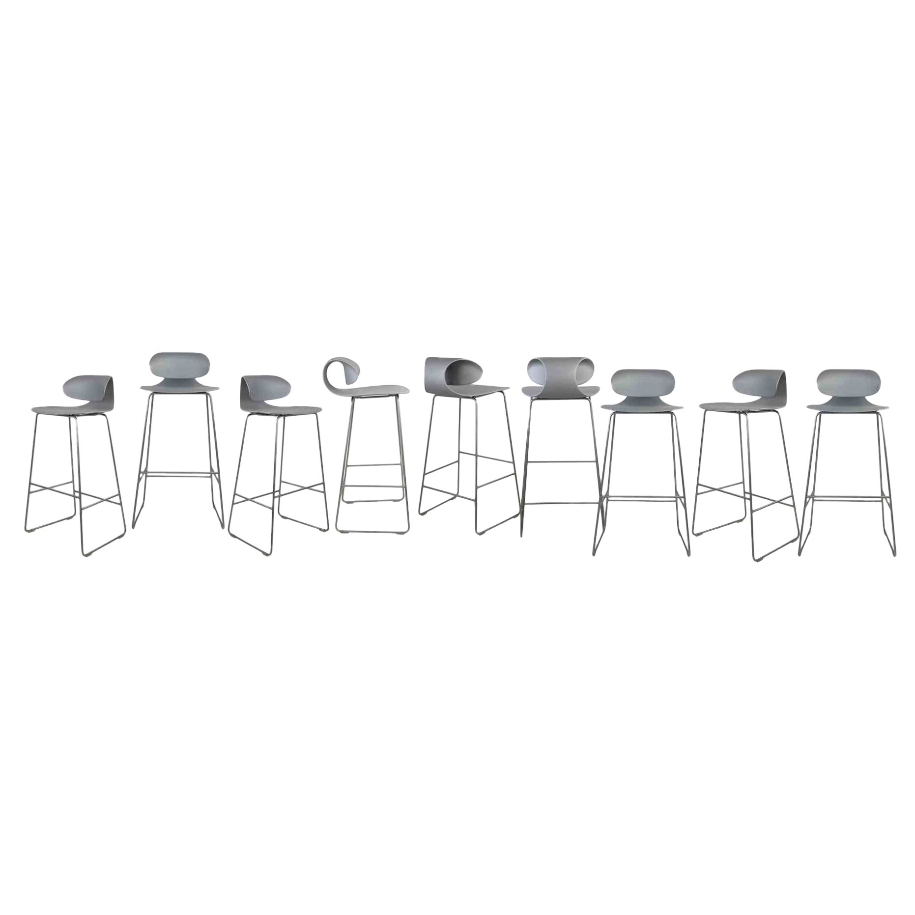 Set of 9 Grey Maxima Benches by William Sawaya & Paolo Moroni, Italy 1990s