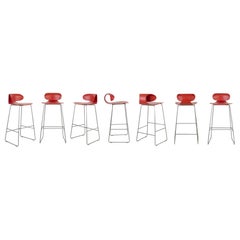 Ensemble de 7 bancs Maxima rouges de William Sawaya et Paolo Moroni, Italie, années 1990