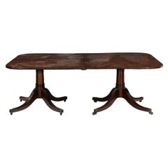 Antique Circa 1800 English Regency Mahogany Double Pedestal Dining Table (AF1-08