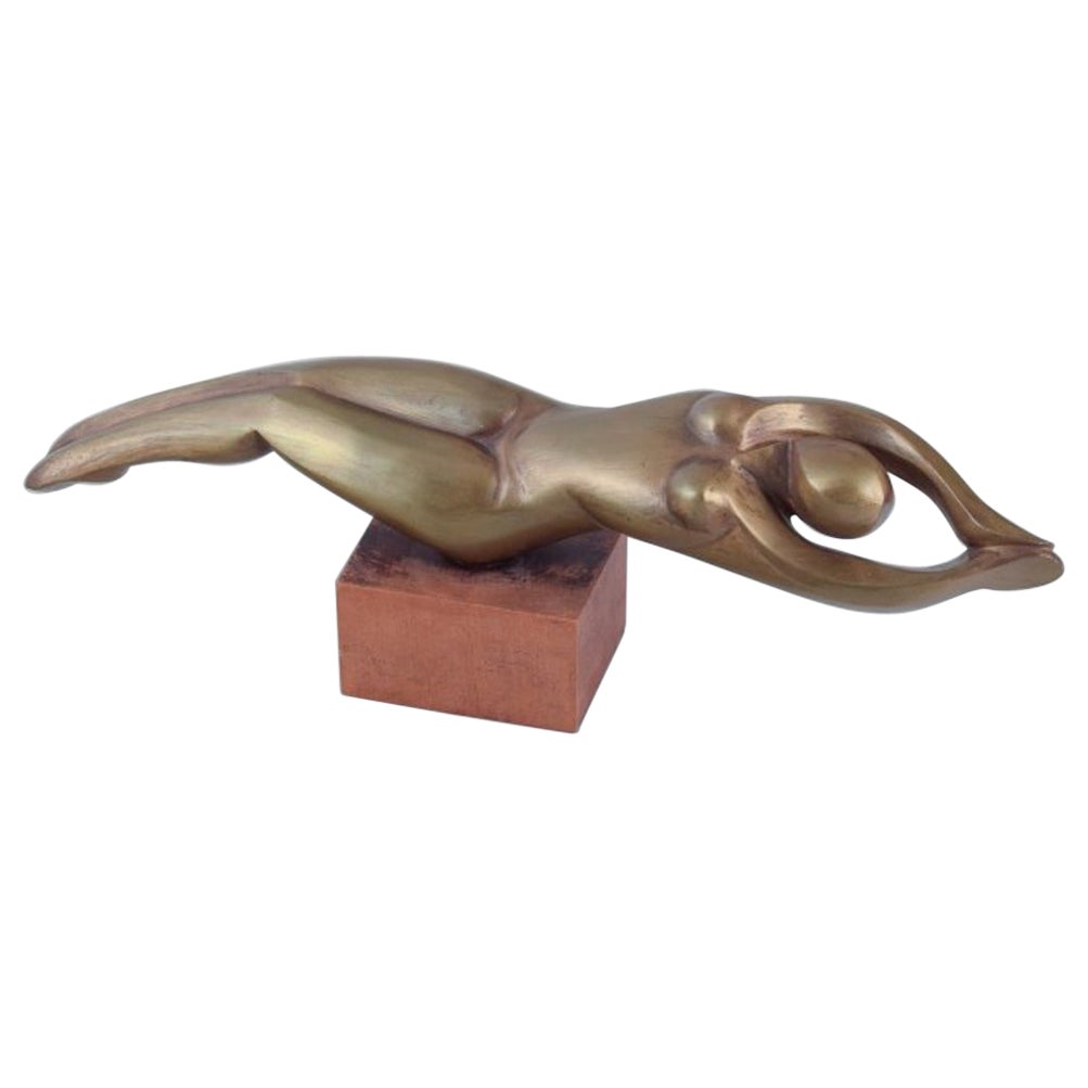 Ferdinand Parpan, well listed French sculptor. Bronze sculpture of nude woman