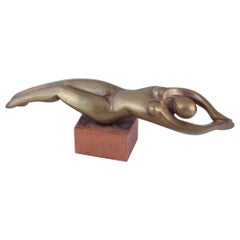 Ferdinand Parpan, well listed French sculptor. Bronze sculpture of nude woman