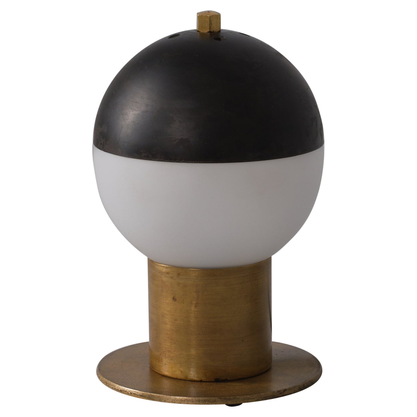 Elegant 1950s Italian Brass Table Lamp with Steel Dome