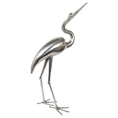 Rene Broissand, Heron Sculpture, Stainless Steel, Design, Modernism, Bird, 1970