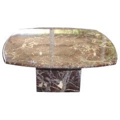Vintage Rosso Levanto Marble Coffee Table-Burgundy and Black With Cream Streaks