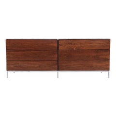 1950s Florence Knoll Brazilian Rosewood Double Six Drawer Dresser w/ Marble Top