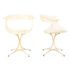 1950s Pair of Erwine and Estelle Laverne Lotus Arm Chairs in White Fiberglass