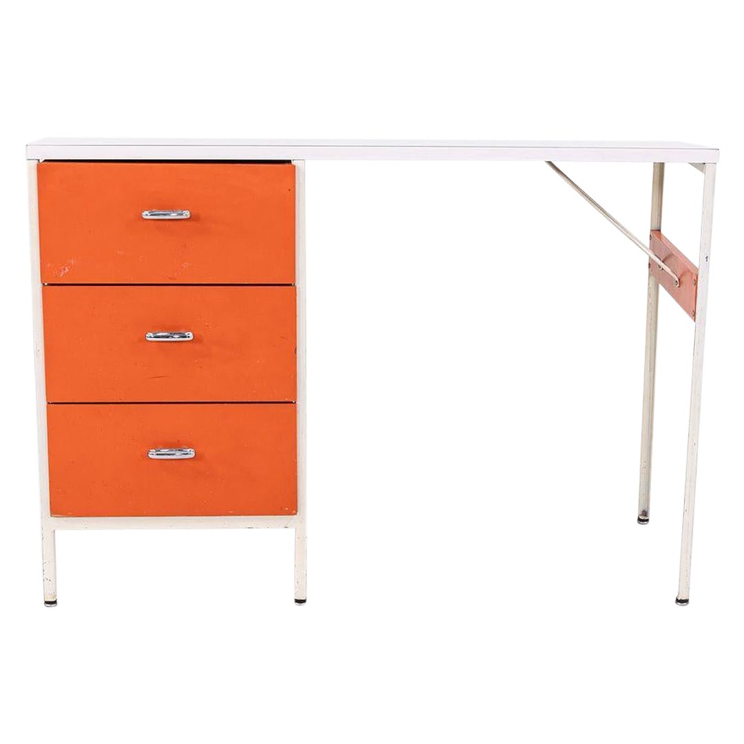 1950s George Nelson No. 4100 Series Three Drawer Steel Frame Desk