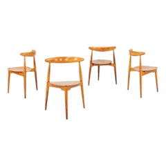 1950s Set of 4 Hans Wegner for Fritz Hansen FH4103 Stacking Heart Dining Chairs