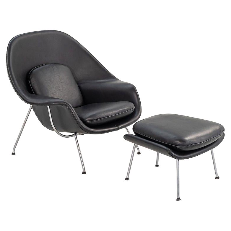 1960s Eero Saarinen for Knoll Womb Chair and Ottoman in New Leather, Model 70L