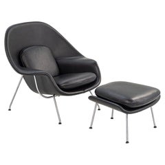 1960s Eero Saarinen for Knoll Womb Chair and Ottoman in New Leather, Model 70L