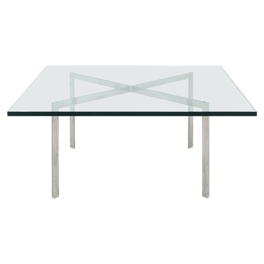 Tavolino da caffè Barcelona Stainless di Mies van der Rohe per Knoll del 1960 con marcatura