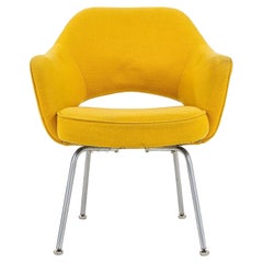 1960s Eero Saarinen for Knoll Executive Arm Chair in Yellow Hopsack Fabric