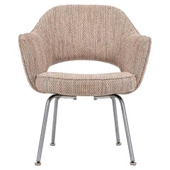 1960s Eero Saarinen for Knoll Executive Dining Chair Arm in Beige Fabric