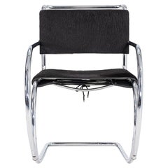 1960s Mies Van Der Rohe for Knoll MR 20 Dining Chair w/ Arms in Hair on Hide