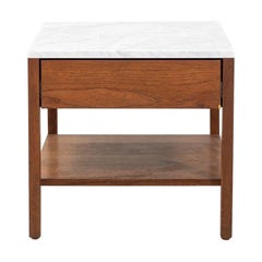 Comodino Florence Knoll del 1960 in noce con piano in marmo, Model 427IS