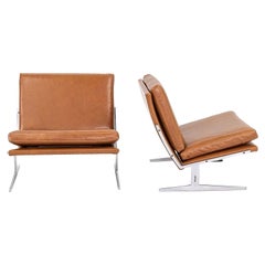 1960s Pair of Danish BO-561 Cognac Leather Easy Lounge Chairs for Bo-Ex