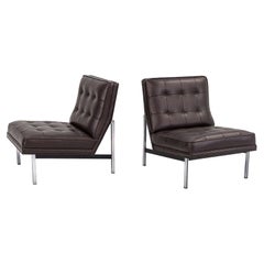 1960er Jahre Ein Paar Florence Knoll Parallele Bar Slipper Lounge Stühle in Bask Leder