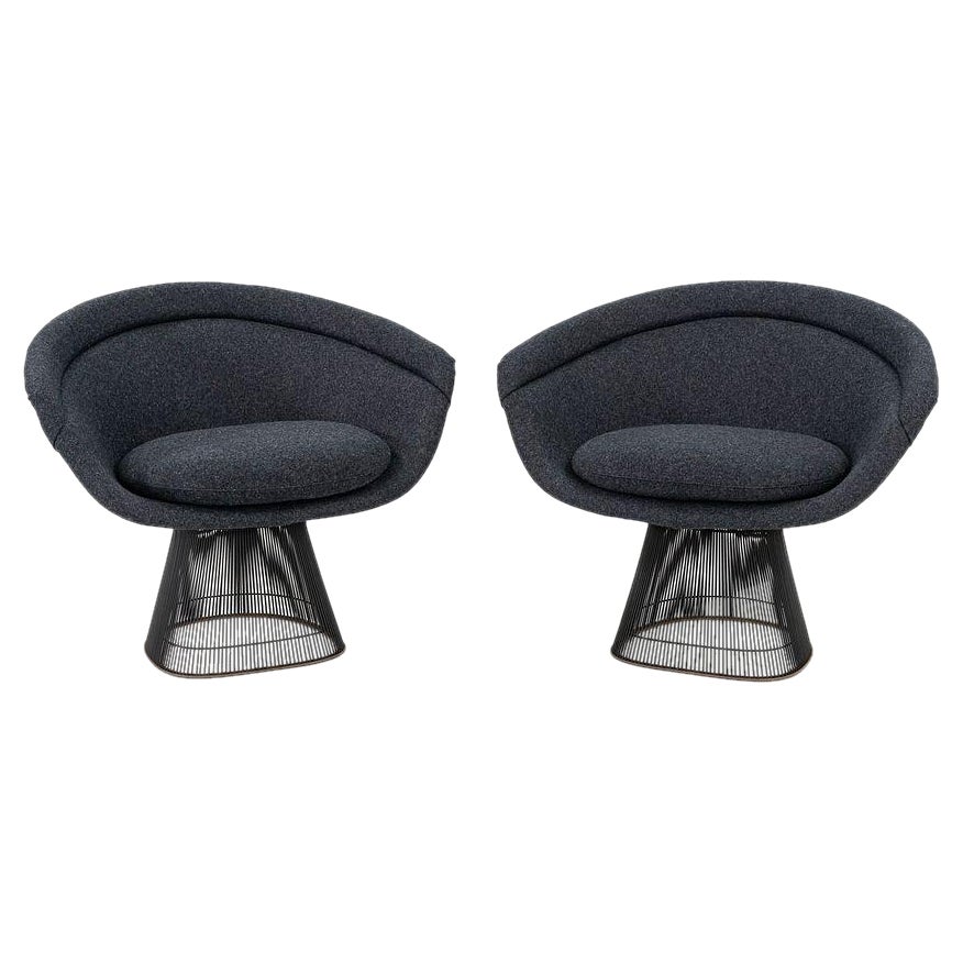 Paire de chaises longues Warren Platner pour Knoll des années 1960 avec tissu Kvadrat gris