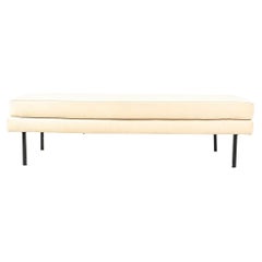 Vintage 1960s Richard Schultz Daybed Lounge w/ Cream Hopsack Upholstery and Metal Legs