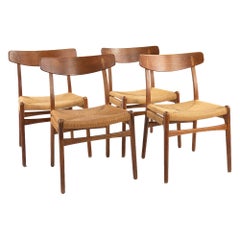 1960s Set of Four Hans Wegner for Carl Hansen & Son CH23 Dining Chairs in Oak