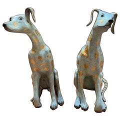 Modern Bronze Dalmatian Dog Statue - Set of 2