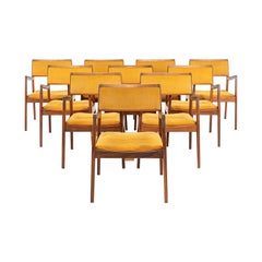 1960s Set of Twelve Jens Risom Playboy Armchairs in Walnut, Model C-140