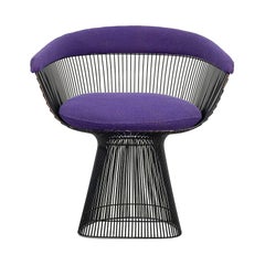 1960s Warren Platner Dining Arm Chair in Bronze Finish w/ Hopsack Upholstery