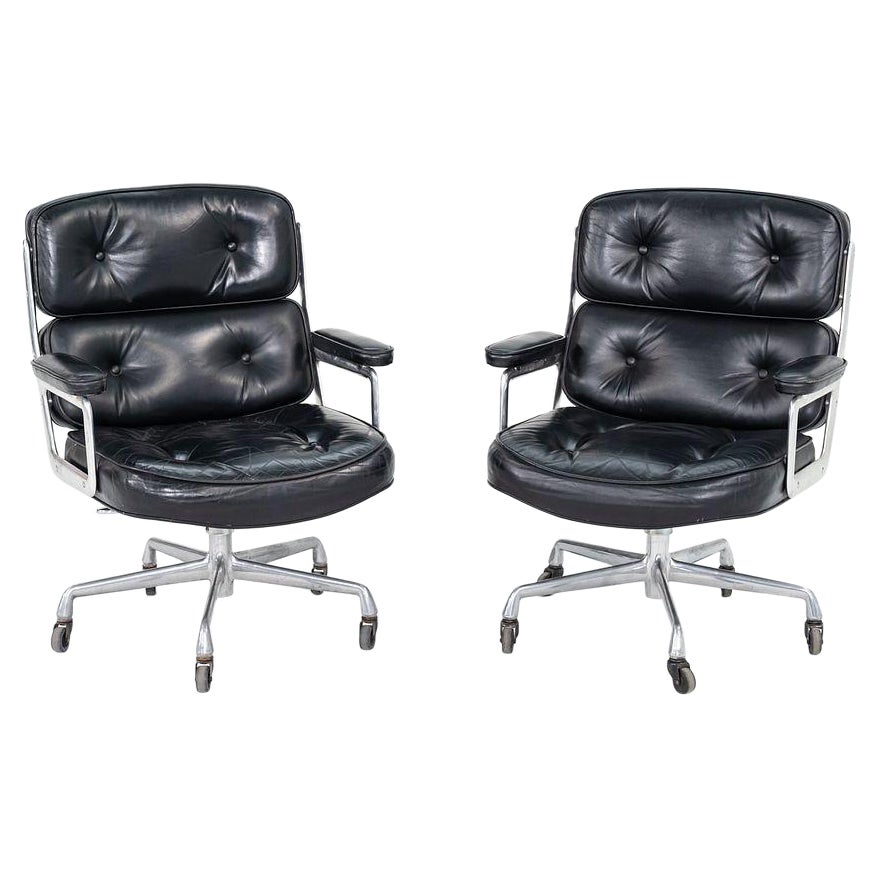1968 Herman Miller Eames Time Life Executive Desk Chairs in Leather, 5-Star Base