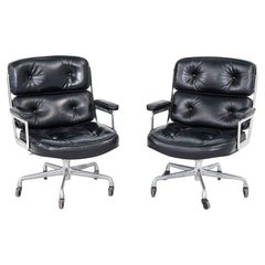 1968 Herman Miller Eames Time Life Executive Desk Chairs in Leather, 5-Star Base