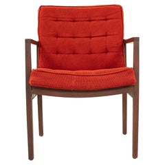 1970 Vincent Cafiero for Knoll Dining Arm Chair in Walnut and Red Fabric