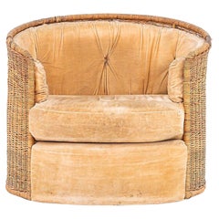 1970s Attrib. to Adrian Pearsall for Comfort Designs Rattan Barrel Lounge Chair